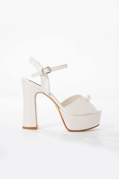 es exello Pearl Detailed High Platform 13 cm Heeled Bridal Shoes