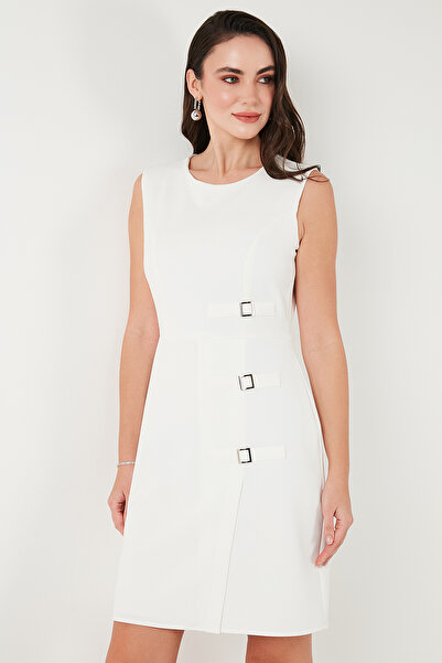 Lela Standard Fit Belted Crew Neck Mini Dress Gown 611El1964