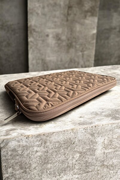 Aggu Bebe MacBook Pro Air 13''-14'' Cream Quilted Laptop Bag - Sling Briefcase