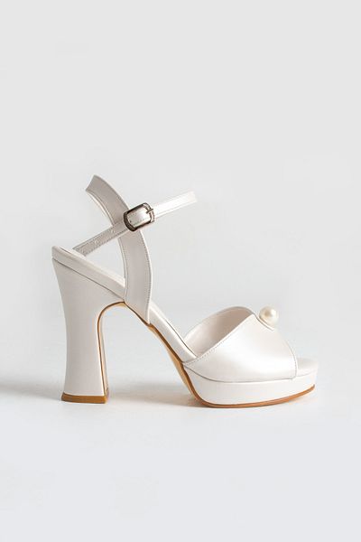 es exello Pearl Detailed Platform 10 cm Heel Bridal Shoes