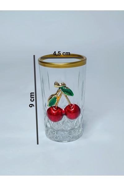 PARILTI HOME COLLECTİON 3'lü Kirazlı Kahve Yanı Su Bardağı
