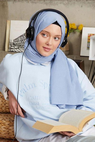 FİVESCARF Γυναικείο Βαμβακερό Μπλε Σάλι Συνδυασμού