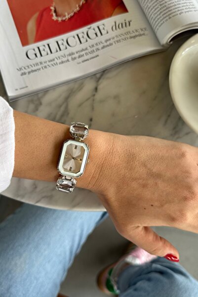 Bluemix Aksesuar SEKİZGEN KESME TAŞLI ÇELİK KADIN KOL SAATİ