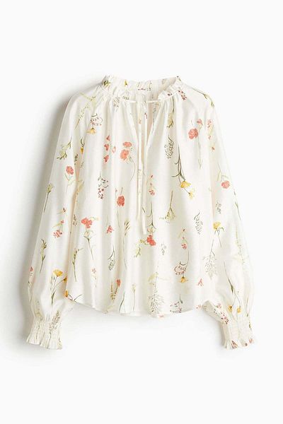 H&M Oversized tie-neck blouse