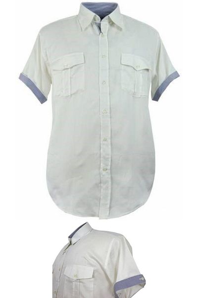 marufshop Ανδρικό κοντομάνικο πουκάμισο μεγάλου μεγέθους, κατάλληλο για λευκό βάρος 105 κιλών