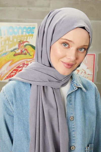 FİVESCARF Γυναικείο Βαμβακερό Γκρι Σάλι Σαμπούκο