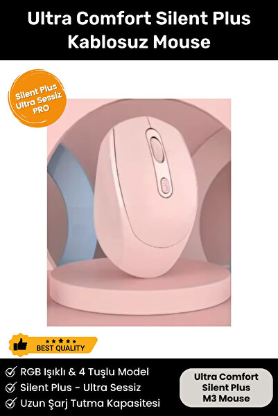 Noriyen Ultra Comfort Silent Plus Yüksek Hassasiyetli 4 Tuşlu 2.4G Kablosuz Bluetooth M3 Mouse Uyumlu