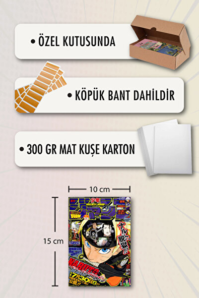 NeoPrint Anime Çizgi Roman Kart Poster- 50 Adet Renkli Japon Comic Manga Dergi Kapağı Duvar Dekoru
