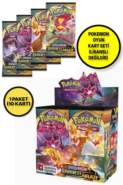 TOYFEST بطاقة ألعاب بوكيمون غير مرخصة Tcg Sword&shield Darkness Ablaze Booster Pack - عبوة واحدة (10 بطاقات)