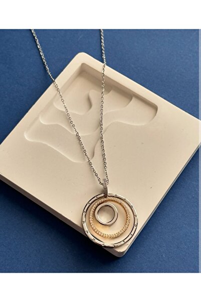 İnci Kadın çift renk zirkon taşlı kolye