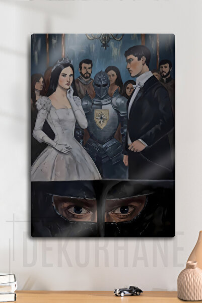 DekorHane Pictură metalică - Cavaler și Prințesă, Garda Inimii, Poster Povestea Dark Fantasy