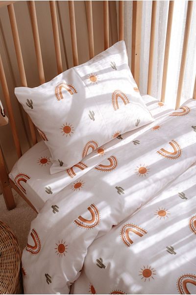 Lollie Baby&Kids Sunshine Baby Crib and Park Bed - Duvet Cover and Bed Sheet Set, Cotton Satin