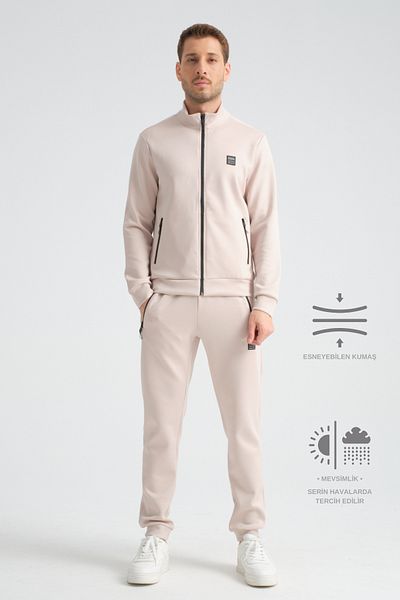 Shooter Beige Scuba Men's Seasonal Regular Fit Tracksuit Set