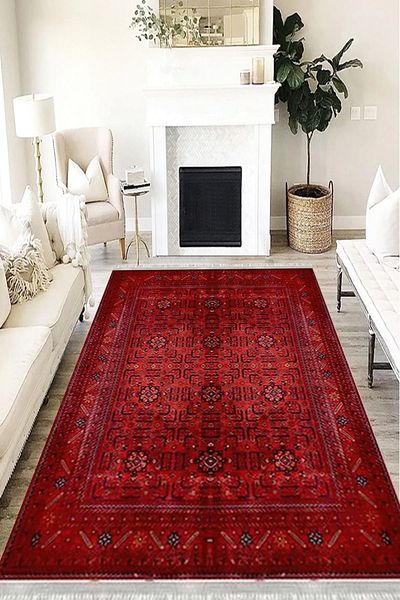 DERWARDEIN Digital Printing Washable Non-Slip Base Living Room Carpet Thin (Slim)