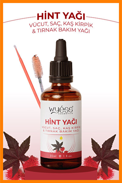 Wyess Hint Yağı (Castor Oil)- Vücut, Saç, Kaş Kirpik Ve Tırnak Bakım Yağı, Soğuk Sıkım %100 Saf 30 ml
