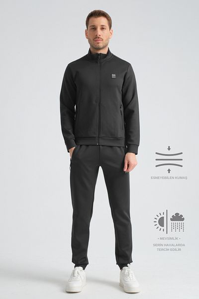 Shooter Black Scuba Men's Seasonal Regular Fit Tracksuit Set