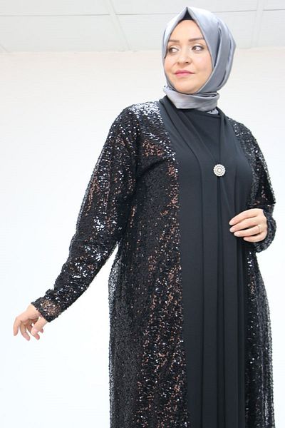 Eslina 47205 Plus Size Sequins -Sandy Dress - Black