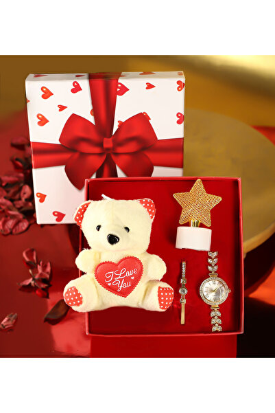 gagga Sevgililer Gününe Özel Kalpli Kapaklı Kutu & Ayıcık & Bileklik & Yıldız...