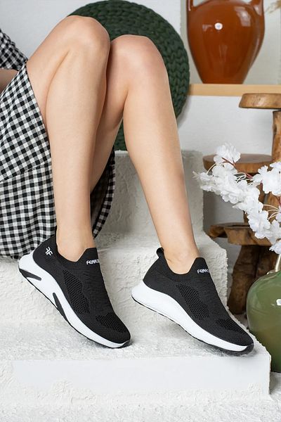 Zerenyus Tricotaj fără șireturi Pantofi sport unisex alb și negru