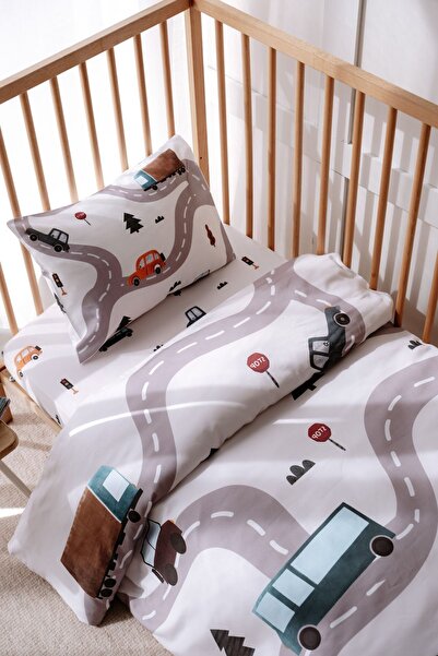 Lollie Baby&Kids طقم ملاءة سرير وغطاء لحاف للأطفال مصنوع من القطن والساتان مق...