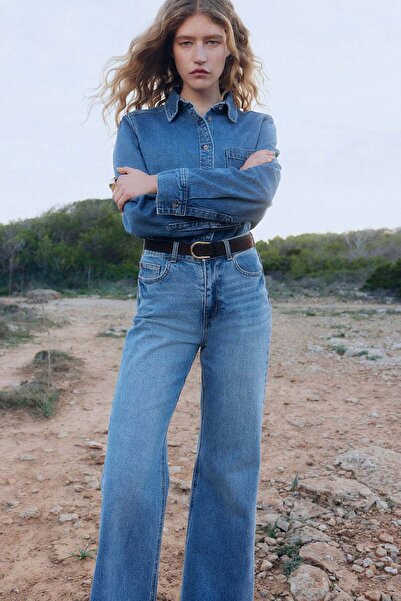 H&M بنطال جينز واسع الساق