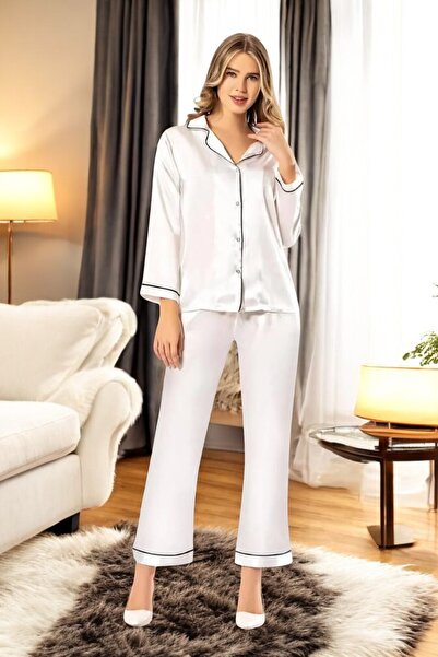White Velvet Комплект жіноча сорочка та довга піжама з атласу - W.V.2NL.0.3A.Y