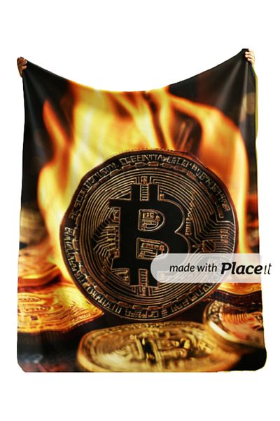 Elmas Dizayn Special Design 150X220 cm Tv Seat Bed Blanket Stain-Proof Antibacterial Bitcoin, Coin
