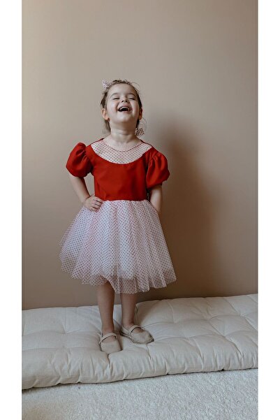 babymoon kids PUANTİYELİ TÜLLÜ PARTİ ELBİSESİ