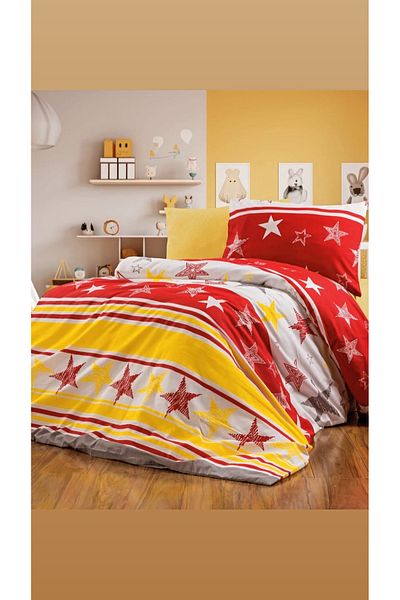 ÇIQRIK HOME Single Fan Duvet Cover Set with Elastic Sheets