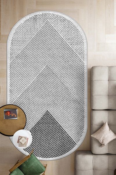 DERWARDEIN Machine Washable Non-Slip Base - Oval Living Room Carpet, Kitchen Rug and Floor Mat (Thin Coat)