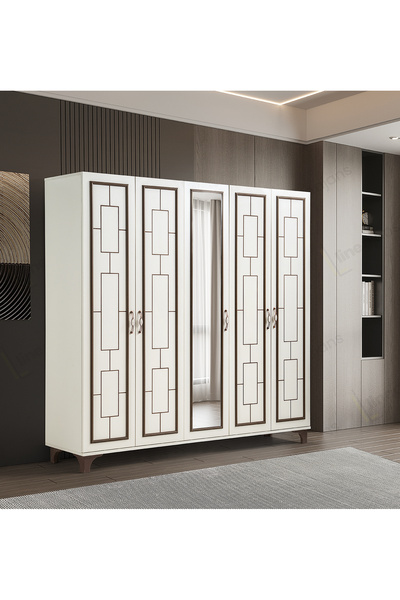 Pema Home Perla %100 Mdf 5 Kapaklı Dolap Gardırop