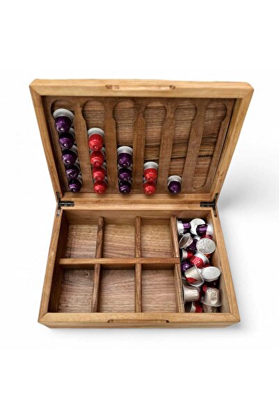 KOYMENWOODS Kapsül Kahve Standı Nespresso & Jacobs Uyumlu Kapsül Kahve Ve Poşet Çay Kutusu Kabartma At figürü