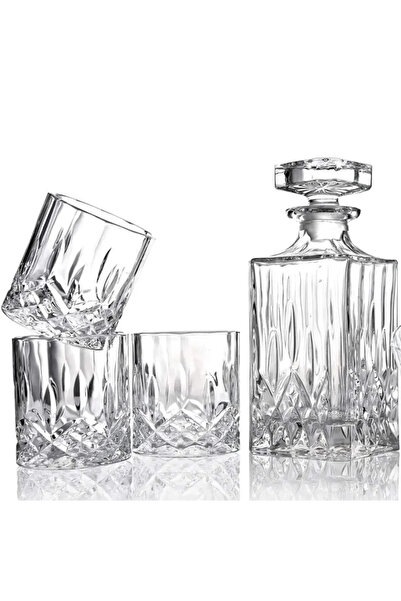 MADAME LUDA Viski-Konyak-Likör-Votka-Tekila-Şarap 7'Li Set Kristal Cam Sürahi Bardak Kadeh Takımı.