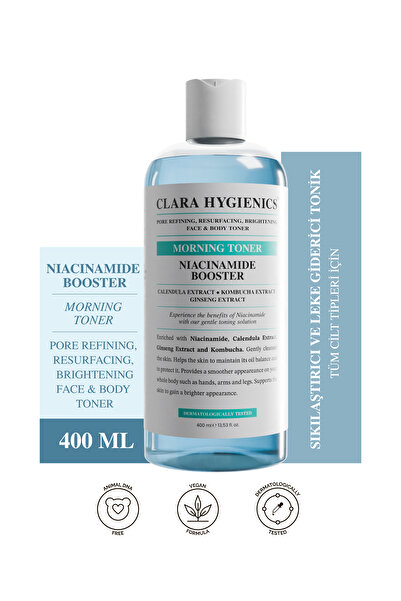 Clara Hygienics Niacinamide Booster Gözenek Sıkılaştırıcı Tonik 400ml – Aydınlatıcı Canlandırıcı Vegan(Yüz Ve Vücut)