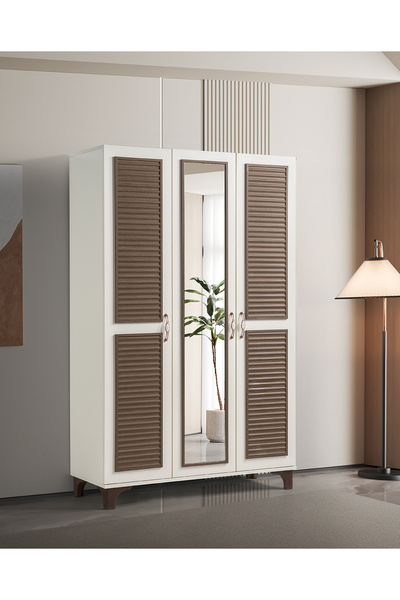 Pema Home Toprak %100 Mdf 3 Kapaklı Dolap Gardırop