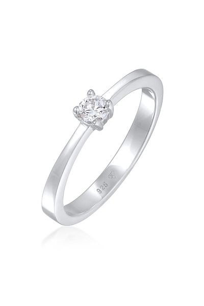 ELLI Dámský zásnubní prsten Solitaire s laboratorně pěstovanými diamanty (0,17 CT) ze sterlingového stříbra 925