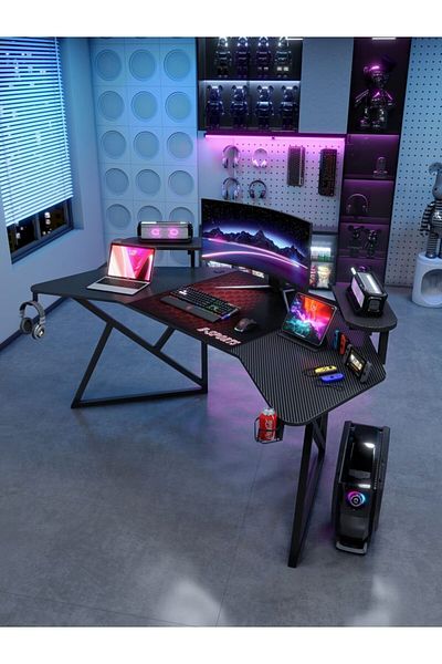 1st Gaming Studio Table Large Wing 180cm - Black