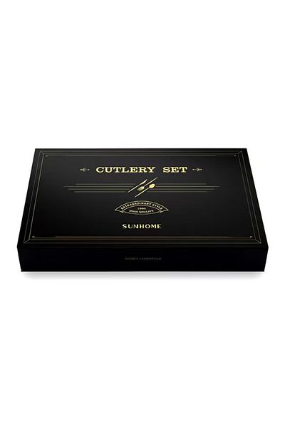 fulina 24-Piece Stainless Steel Cutlery Set, Western Style Eco-Friendly Dishwasher Safe, Gold
