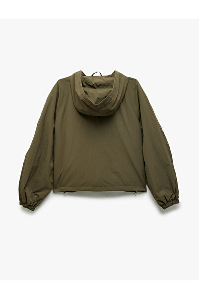 Koton Comfortable Fit Pocket Hooded Zippered Short Raincoat