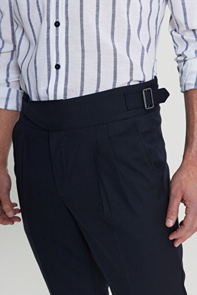 ALTINYILDIZ CLASSICS Ανδρικό παντελόνι με λεπτή εφαρμογή Navy Blue με ελαστική μέση στο πλάι