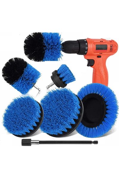 Saharaz 6 Pcs Drill Cleaning Brush Set, All Purpose Crevice Power Scrubber,with Extended Long Bracket