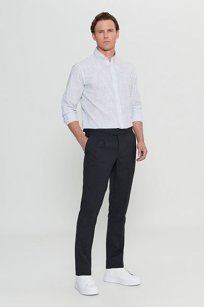 ALTINYILDIZ CLASSICS Men's Gray Slim Fit Slim Fit Elastic Waist Side Pocket Casual Pants