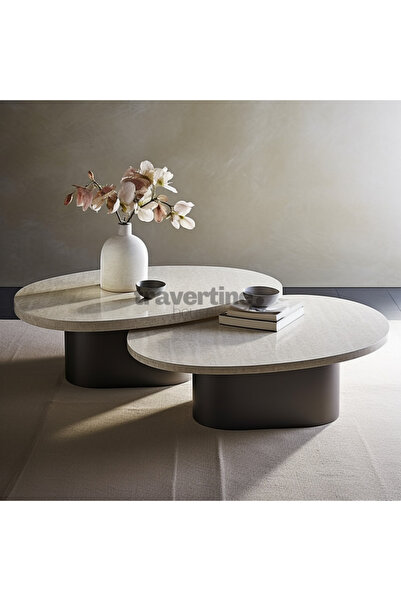 travertine house 2'li Traverten Orta Sehpa