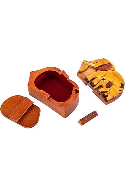 AKDC Wooden Puzzle Box L(9CM) XW(14CM) XH(5CM) Brown