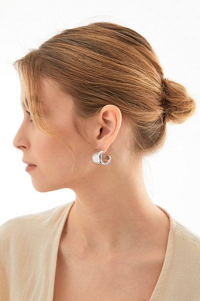 Fulla Moda Half Thick Hoop Earrings