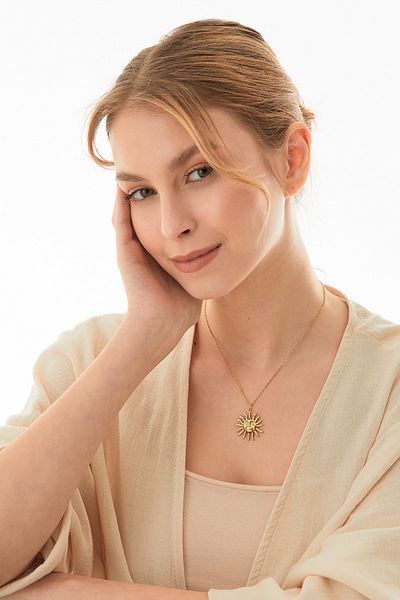Fulla Moda Sun Figured Steel Necklace