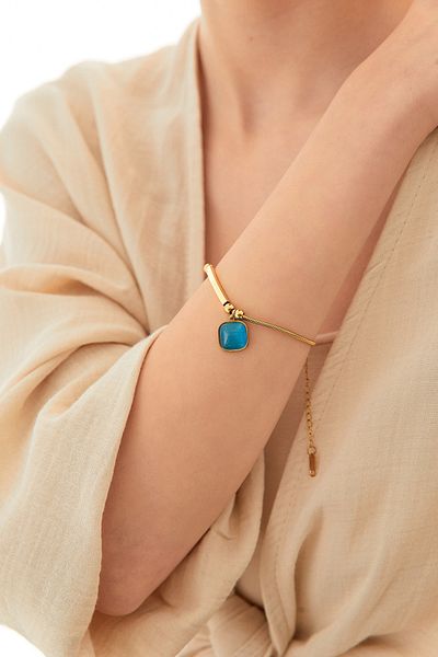 Fulla Moda Dangle Stone Steel Bracelet