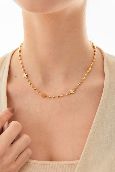 Fulla Moda Clover Dorica Chain Steel Necklace
