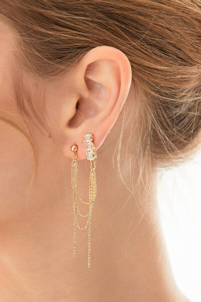 Fulla Moda Stoned Dangle Cartilage Earrings