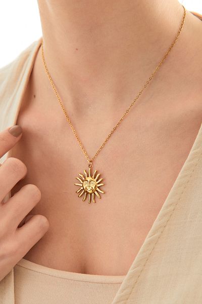Fulla Moda Sun Figured Steel Necklace